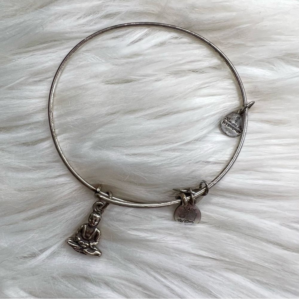 Alex and Ani Rafaelian Silver Buddha Charm Bangle Bracelet